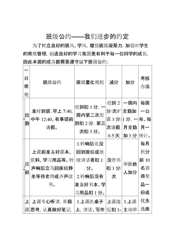 班级公约——我们进步的约定