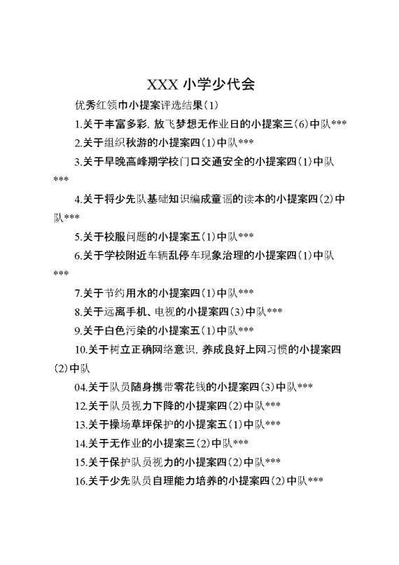 2024年学校第六次少代会小提案参考