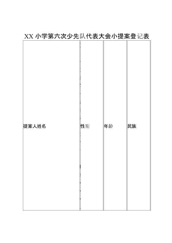 2024年学校第六次少代会小提案登记表