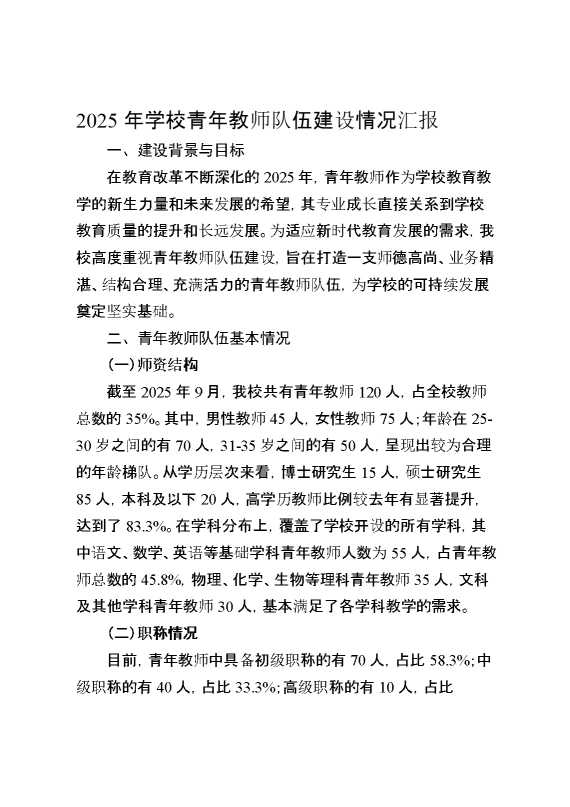 2025年学校青年教师队伍建设情况汇报