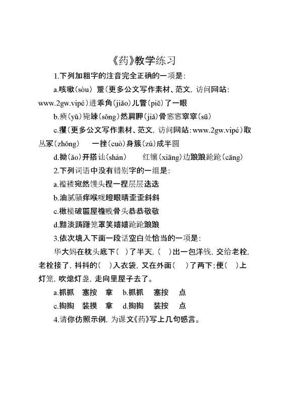 《药》教学练习
