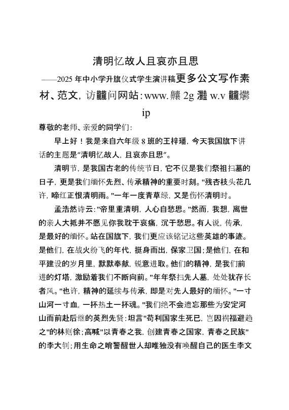 2025年中小学升旗仪式学生演讲稿