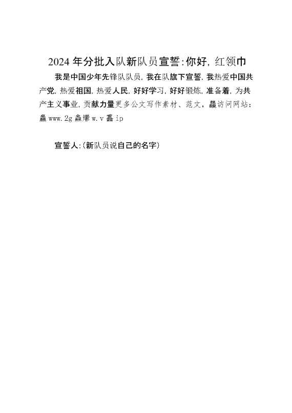 2024年分批入队新队员宣誓