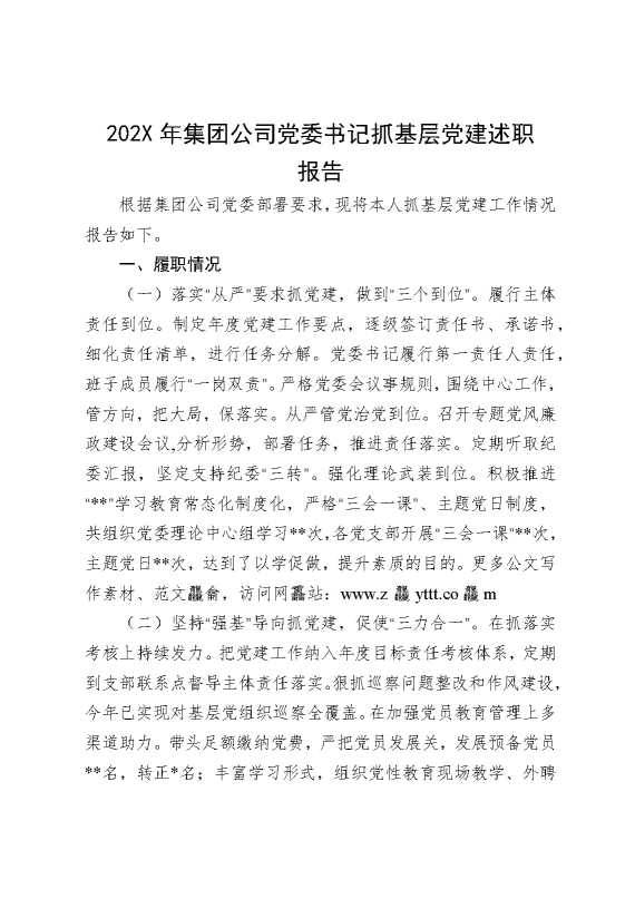 2025年集团公司党委书记抓基层党建述职报告