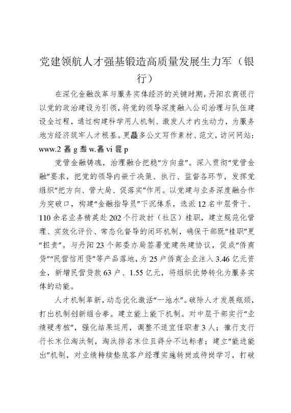 党建领航人才强基锻造高质量发展生力军（银行）