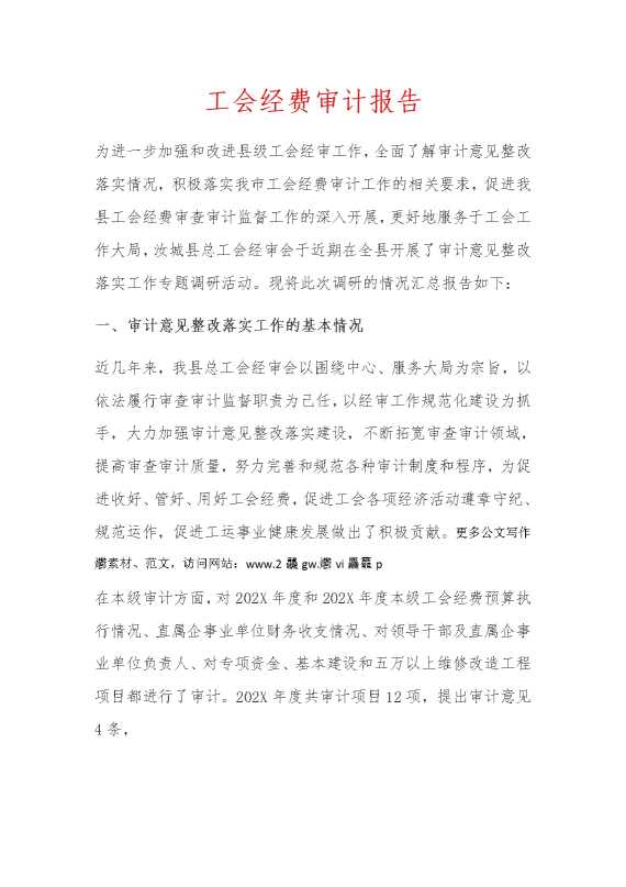 工会经费审计报告