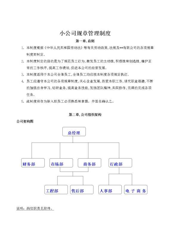 小公司规章管理制度