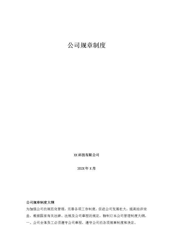 某某科技有限公司规章制度