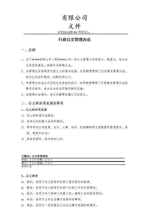 行政公文管理办法
