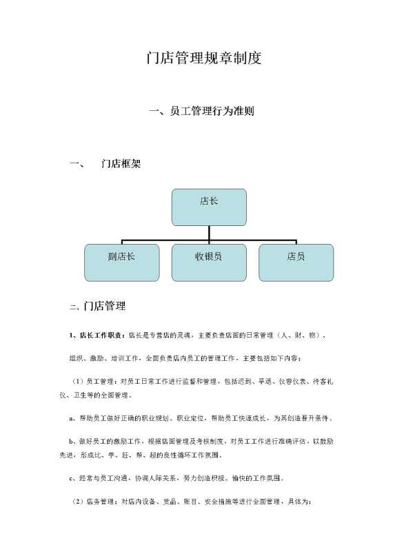 门店管理规章制度