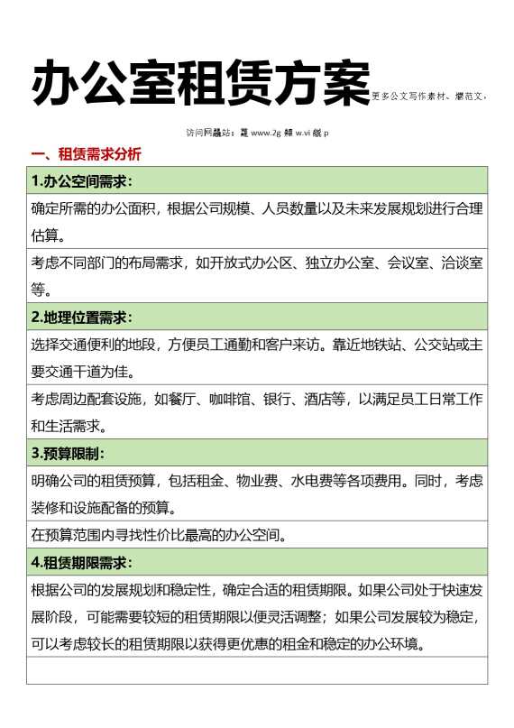 办公室租赁方案