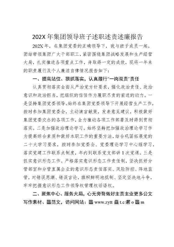 2025年集团领导班子述职述责述廉报告