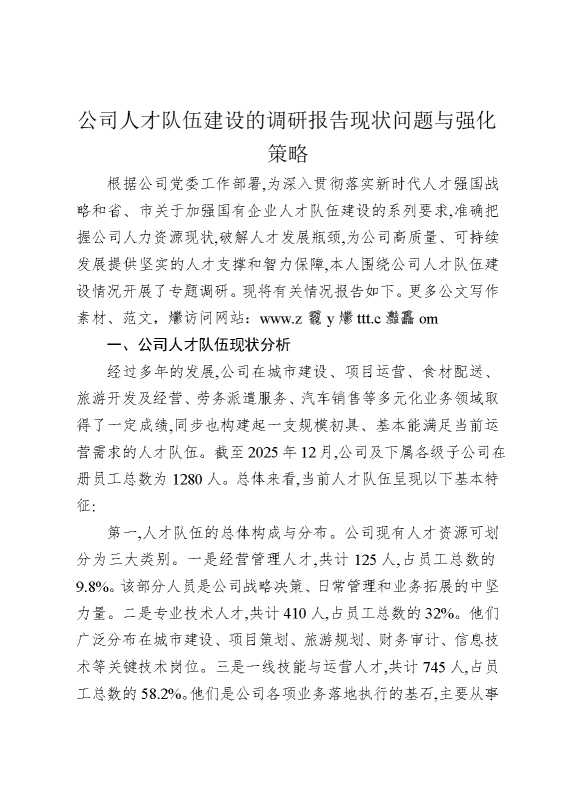 公司人才队伍建设调研报告现状问题与强化策略全解析