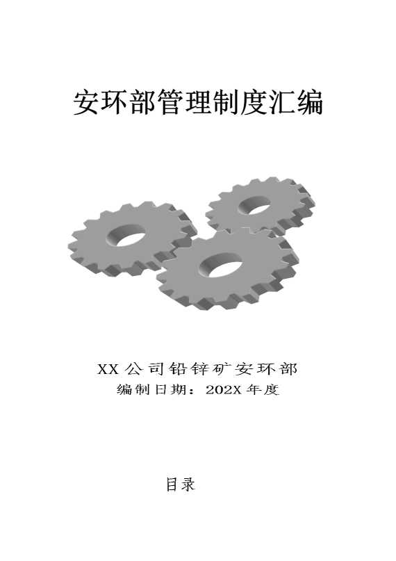 某某公司铅锌矿安环部管理制度汇编