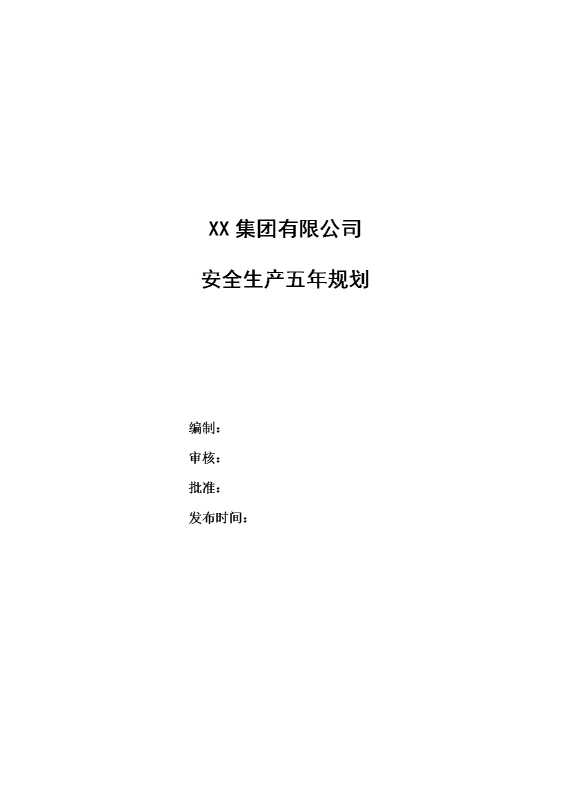 某某集团有限公司安全生产五年规划