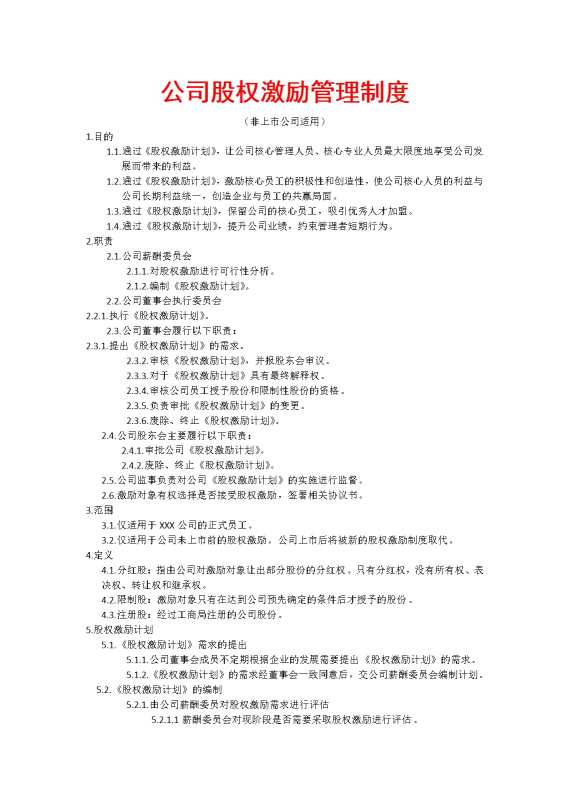 公司股权激励管理制度