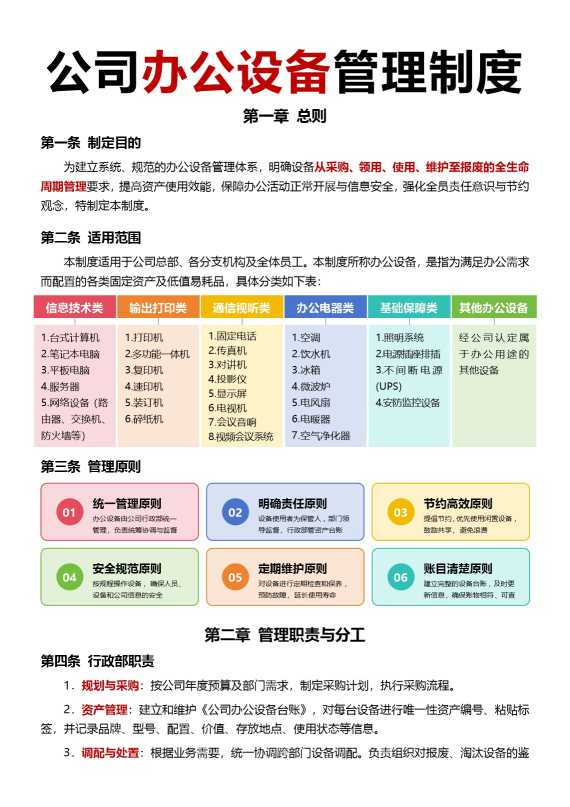 公司办公设备管理制度