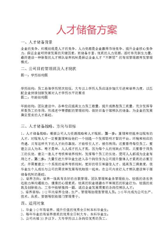 人才储备方案