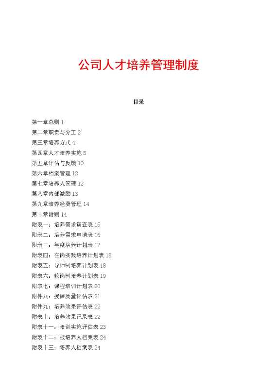 公司人才培养管理制度