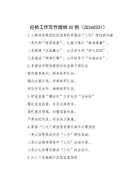 纪检工作写作提纲30例（20260331）