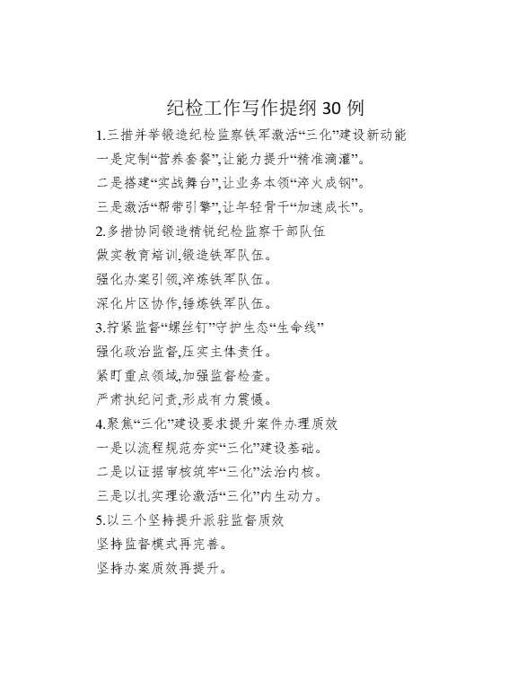 纪检工作写作提纲30例