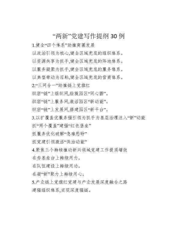 “两新”党建写作提纲30例