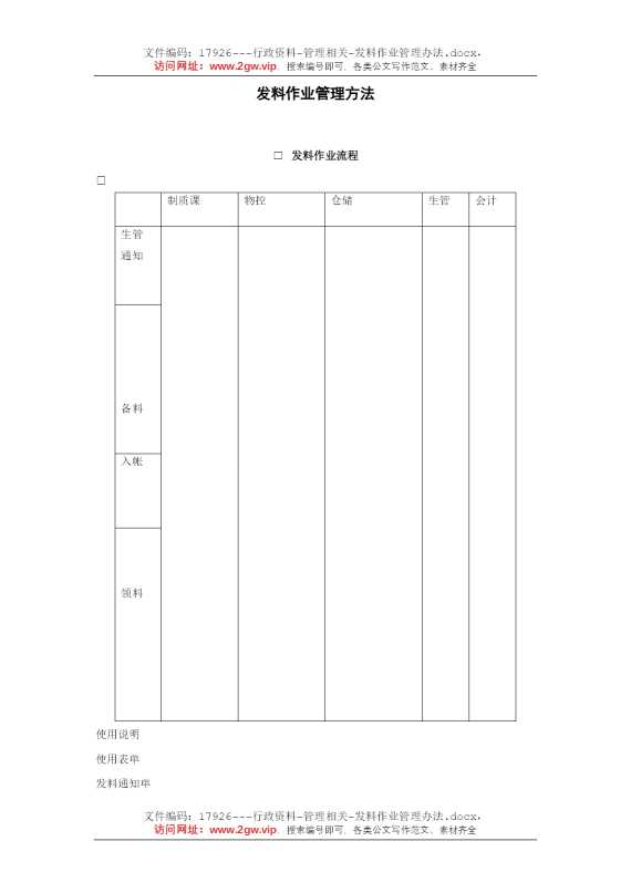 发料作业管理办法