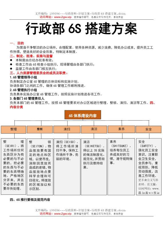 行政部6S搭建方案