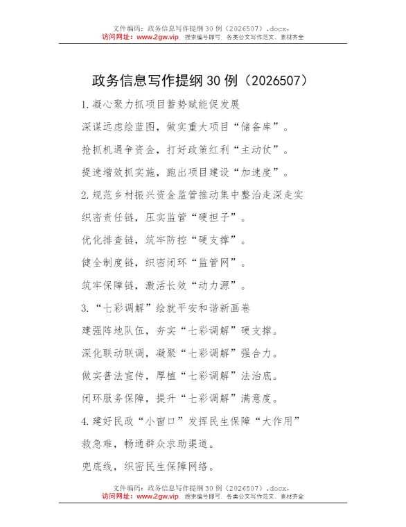 政务信息写作提纲30例（2026507）