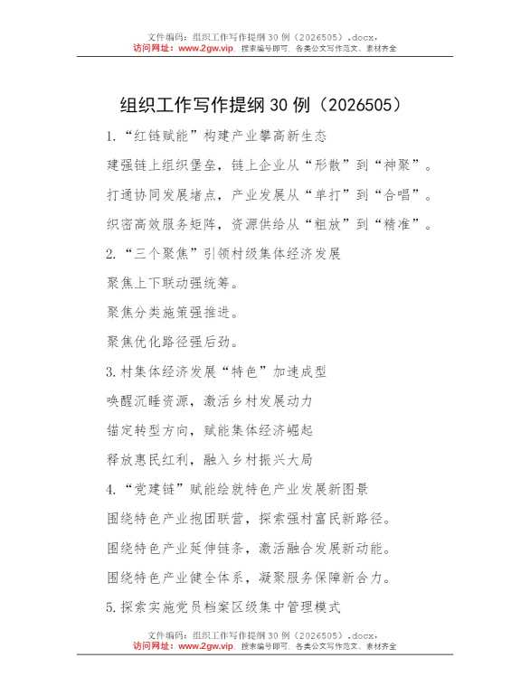 组织工作写作提纲30例（2026505）