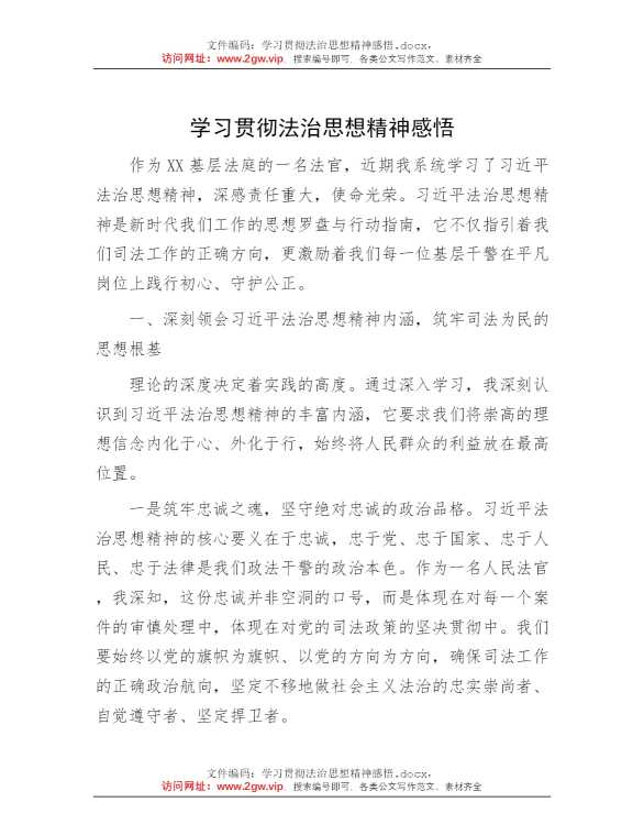 学习贯彻法治思想精神感悟