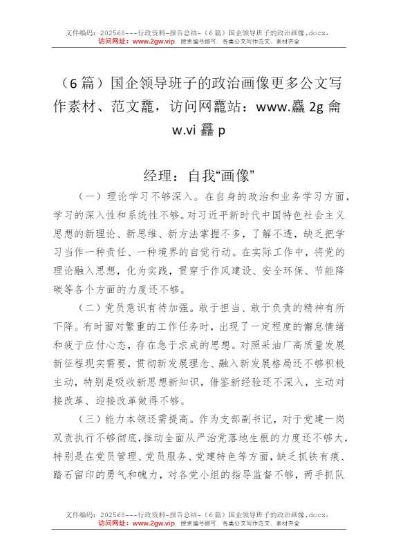 （6篇）国企领导班子的政治画像