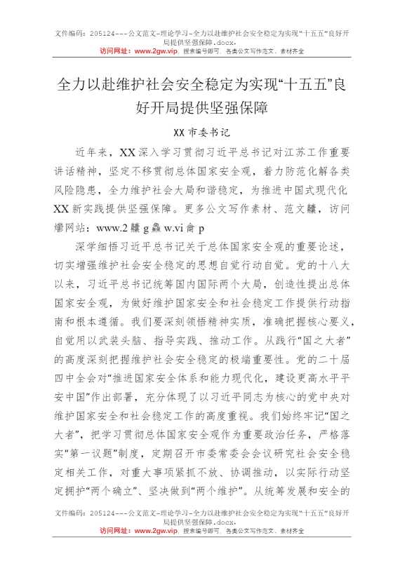 全力以赴维护社会安全稳定为实现“十五五”良好开局提供坚强保障